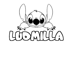 Coloring page first name LUDMILLA - Stitch background