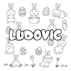 Coloring page first name LUDOVIC - Easter background