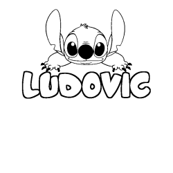 Coloring page first name LUDOVIC - Stitch background