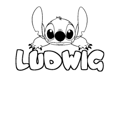 Coloring page first name LUDWIG - Stitch background