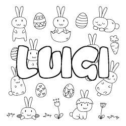 Coloring page first name LUIGI - Easter background