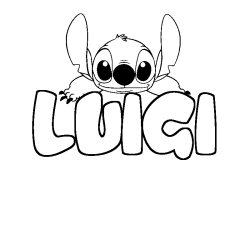 Coloring page first name LUIGI - Stitch background
