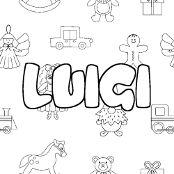 Coloring page first name LUIGI - Toys background