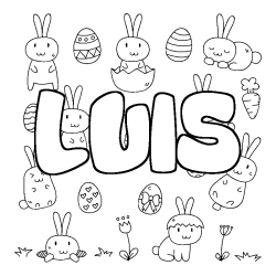 Coloring page first name LUIS - Easter background