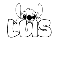 Coloring page first name LUIS - Stitch background