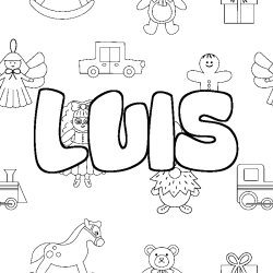 Coloring page first name LUIS - Toys background