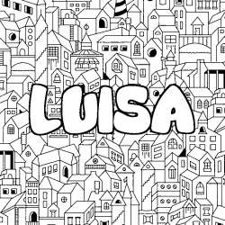 Coloring page first name LUISA - City background