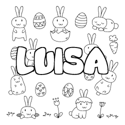 Coloring page first name LUISA - Easter background