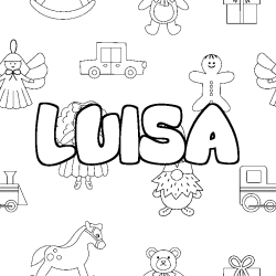 Coloring page first name LUISA - Toys background
