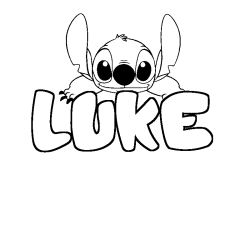 Coloring page first name LUKE - Stitch background