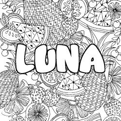 LUNA - Fruits mandala background coloring