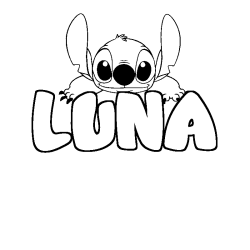 Coloring page first name LUNA - Stitch background