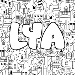 Coloring page first name LYA - City background