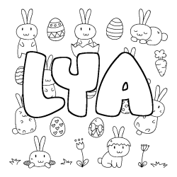 Coloring page first name LYA - Easter background