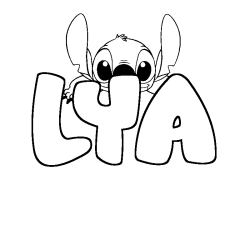 Coloring page first name LYA - Stitch background
