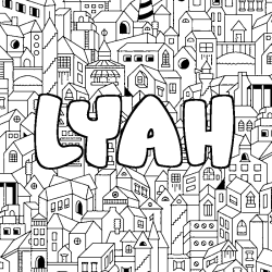 Coloring page first name LYAH - City background