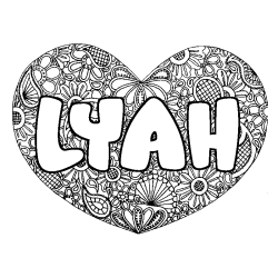 Coloring page first name LYAH - Heart mandala background