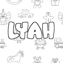 Coloring page first name LYAH - Toys background