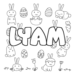 Coloring page first name LYAM - Easter background