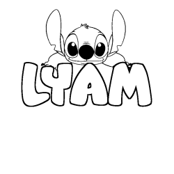 Coloring page first name LYAM - Stitch background