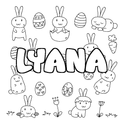 Coloring page first name LYANA - Easter background
