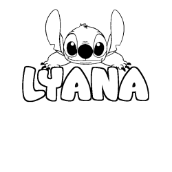 Coloring page first name LYANA - Stitch background