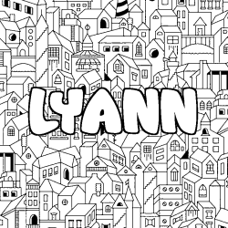 Coloring page first name LYANN - City background
