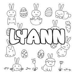 Coloring page first name LYANN - Easter background