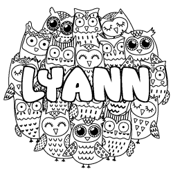 Coloring page first name LYANN - Owls background