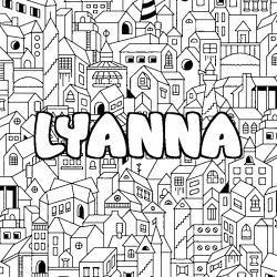 Coloring page first name LYANNA - City background