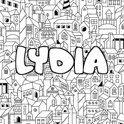 Coloring page first name LYDIA - City background