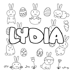 Coloring page first name LYDIA - Easter background