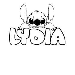 Coloring page first name LYDIA - Stitch background