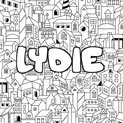Coloring page first name LYDIE - City background