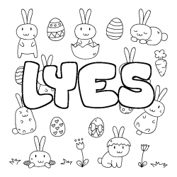 Coloring page first name LYES - Easter background