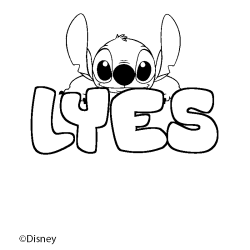 Coloring page first name LYES - Stitch background