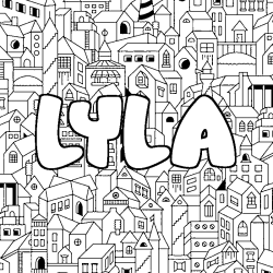 Coloring page first name LYLA - City background