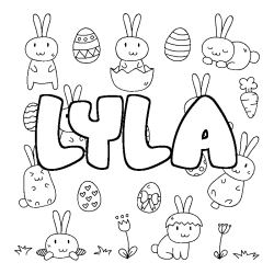 Coloring page first name LYLA - Easter background