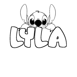 Coloring page first name LYLA - Stitch background