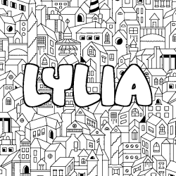 Coloring page first name LYLIA - City background
