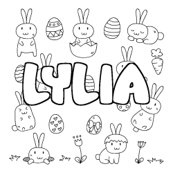 Coloring page first name LYLIA - Easter background