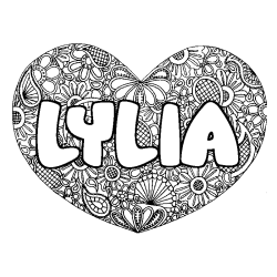 Coloring page first name LYLIA - Heart mandala background