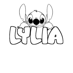 Coloring page first name LYLIA - Stitch background