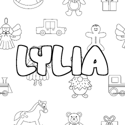 Coloring page first name LYLIA - Toys background