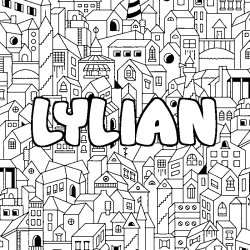 Coloring page first name LYLIAN - City background