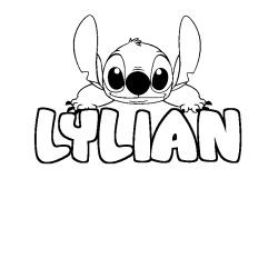 Coloring page first name LYLIAN - Stitch background