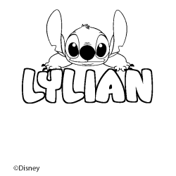 Coloring page first name LYLIAN - Stitch background