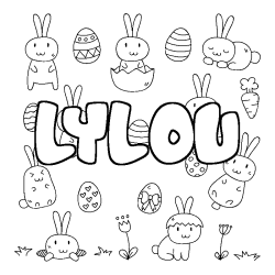 Coloring page first name LYLOU - Easter background