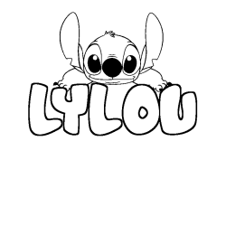 Coloring page first name LYLOU - Stitch background