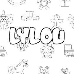 Coloring page first name LYLOU - Toys background